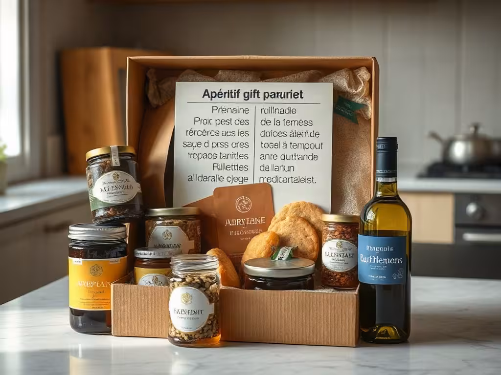 Box apéro à offrir ouverte, avec contenu détaillé et portions visibles