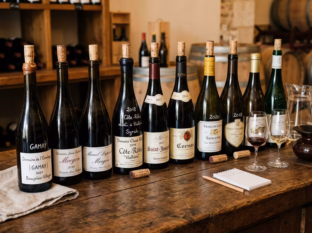 Ouverture d'une bouteille de vin français au tire-bouchon, geste pratique de dégustation sur table bois