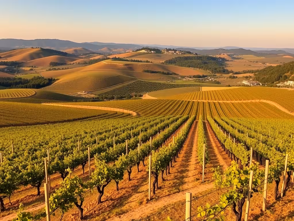 Paysage des vignobles du Beaujolais avec terrasses de vignes et murs de pierre sèche