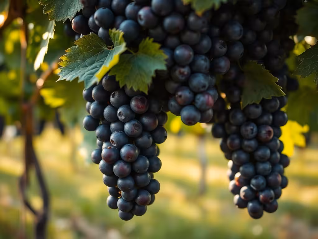 Grappes de raisins pinot noir mûrs sur la vigne, le cépage unique du vin rouge de Bourgogne